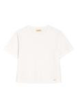Bawełniany kremowy T-shirt damski TSHDT-0138-0B(W26)