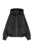 Czarna krótka pikowana kurtka oversize KURDT-0660-99(W26)