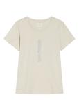 Jasnobeżowy T-shirt damski z logo TSHDT-0157-1A(W26)