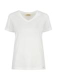 Kremowy T-shirt damski w serek TSHDT-0118-12(W25)