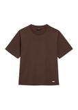 Bawełniany brązowy T-shirt damski TSHDT-0138-1I(W26)