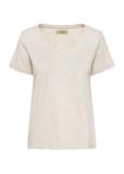 Bawełniany jasnobeżowy T-shirt damski TSHDT-0135-80(W25)