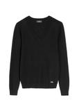 Czarny sweter z dekoltem V-neck SWEDT-0201-99(W26)