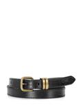 Skórzany pasek damski croco w kolorze czarnym PASDS-0321-99(W25)
