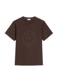 Brązowy bawełniany T-shirt męski z nadrukiem TSHMT-0152-1I(Z26)