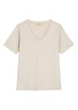 Jasnobeżowy T-shirt damski basic TSHDT-0120-1A(W26)