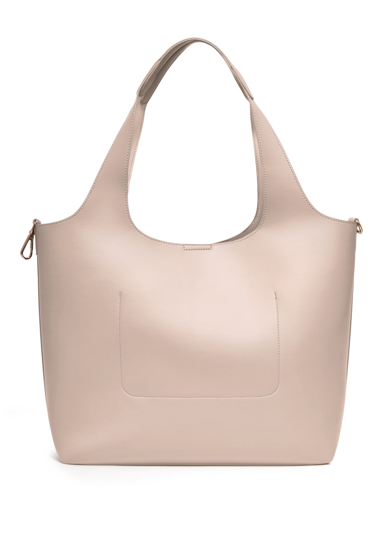 Torebka shopper damska w kolorze ecru TOREC-1259-0B(Z26) - widok produktu z tyłu, na białym tle.