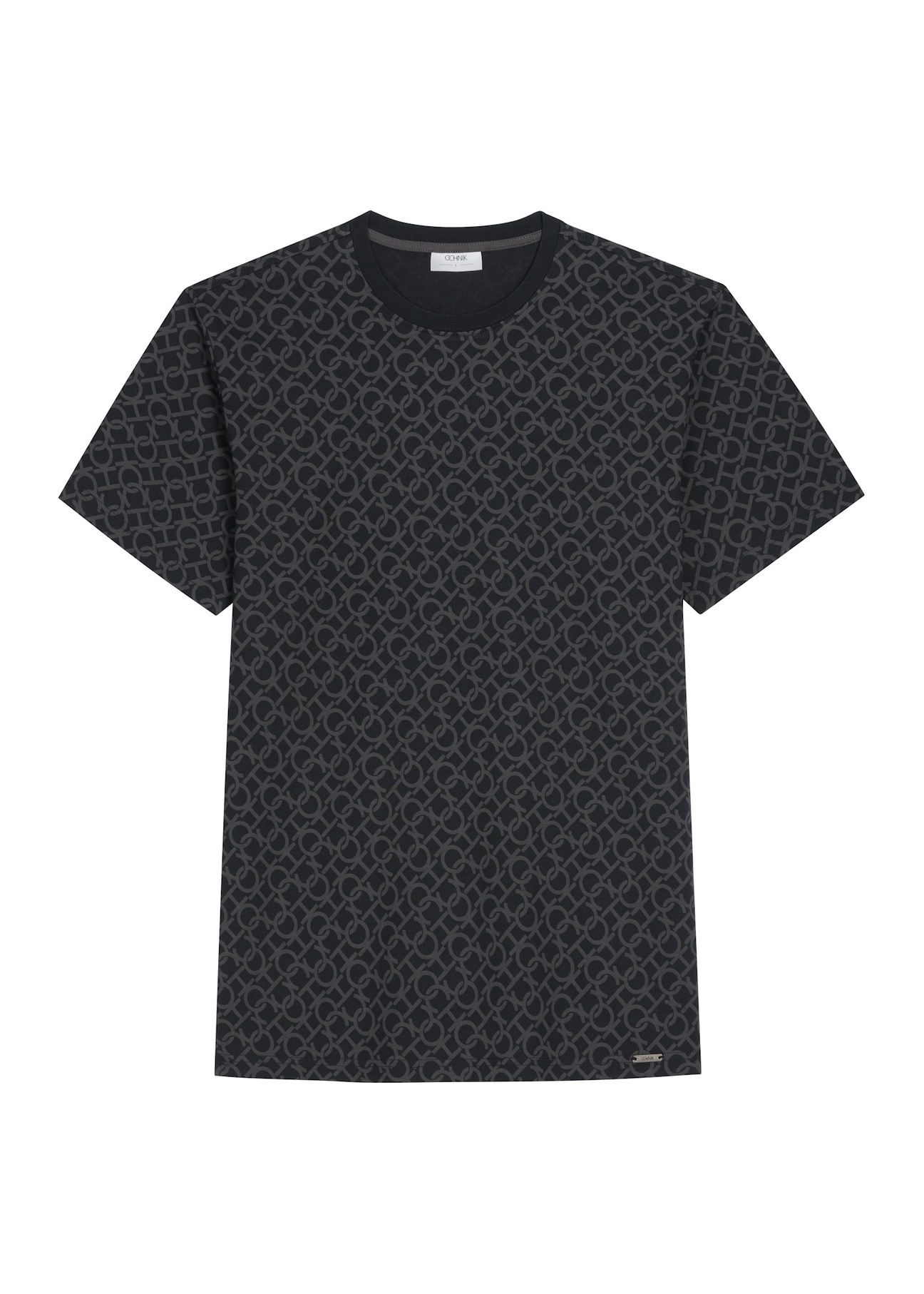 Bawełniany T-shirt męski w monogram TSHMT-0163-99(Z26), widok produktu z przodu na białym tle.