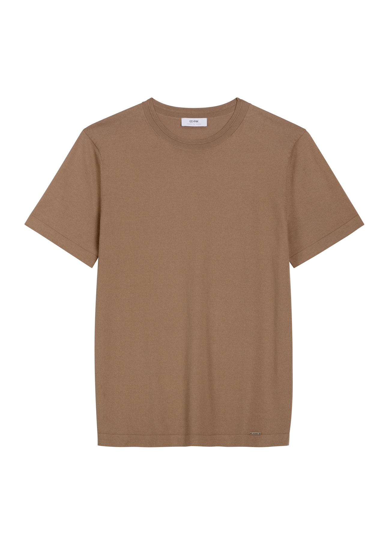 T-shirt męski z domieszką jedwabiu TSHMT-0157-1K(Z26) - widok produktu z przodu, na białym tle. 
