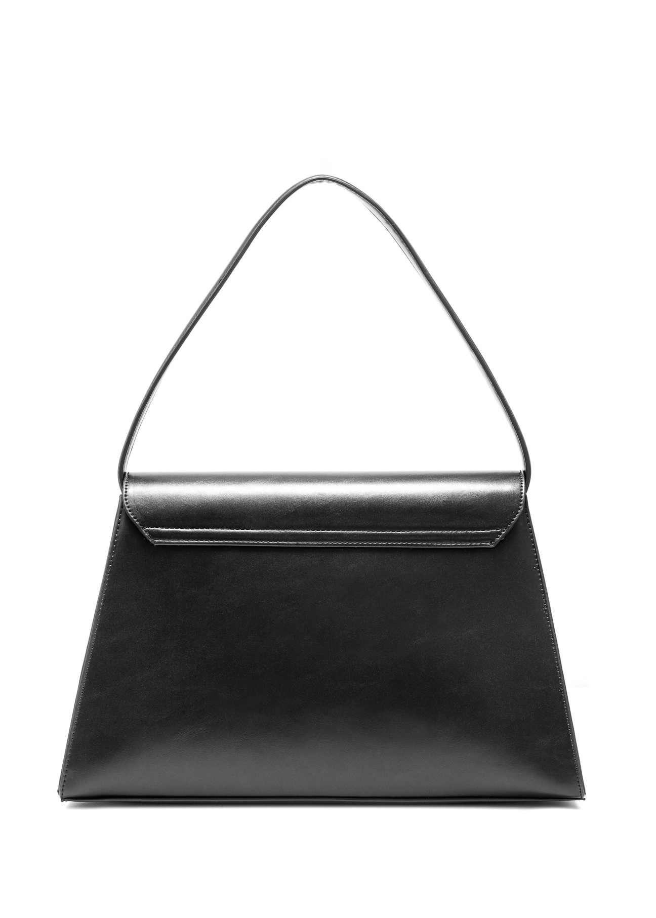 Elegancka czarna torebka damska TOREC-1068-99(Z25), widok produktu z tyłu na białym tle. 