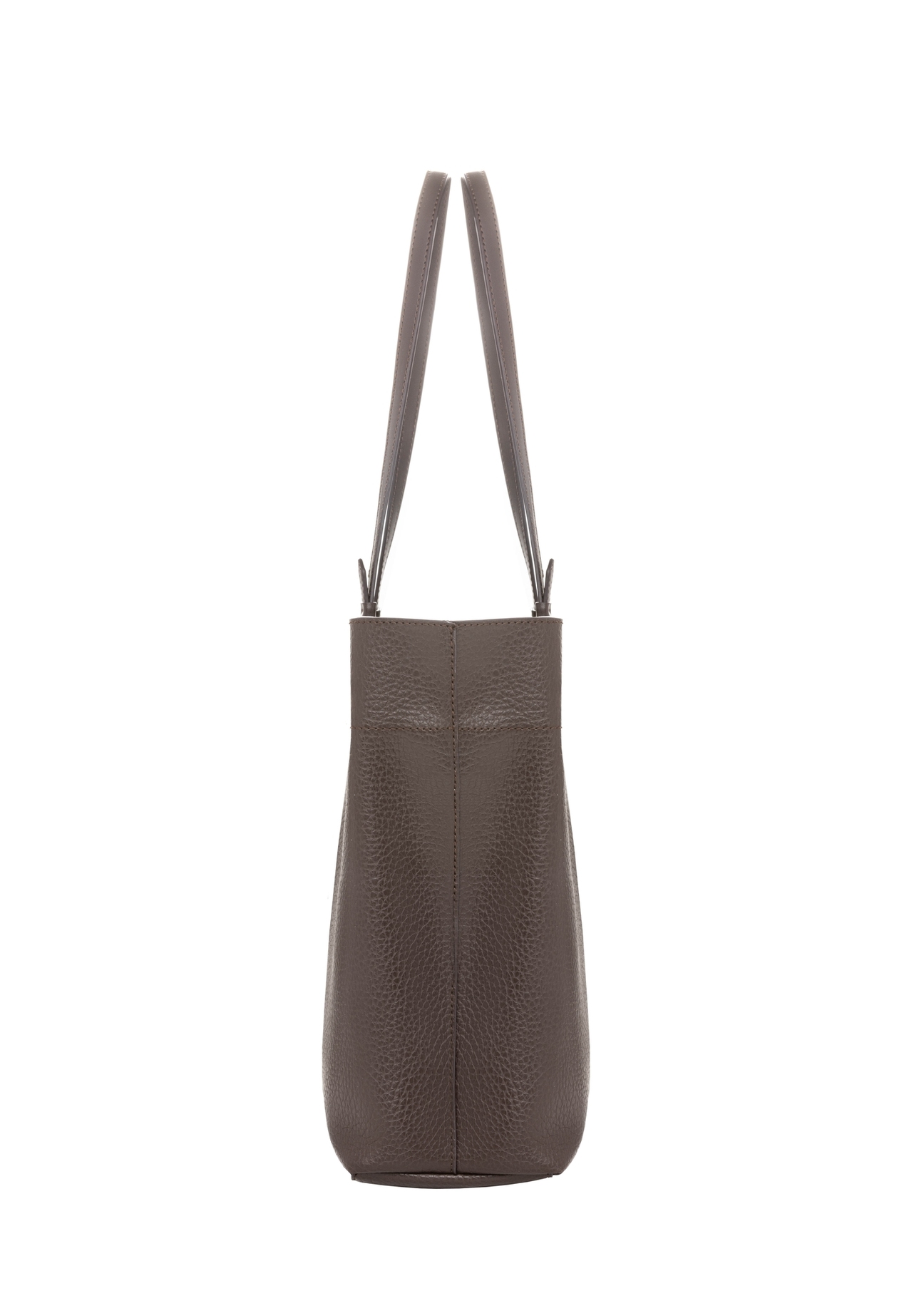 Brązowa groszkowana torebka shopper TOREC-1252-1I (Z26). Widok na bok na białym tle.