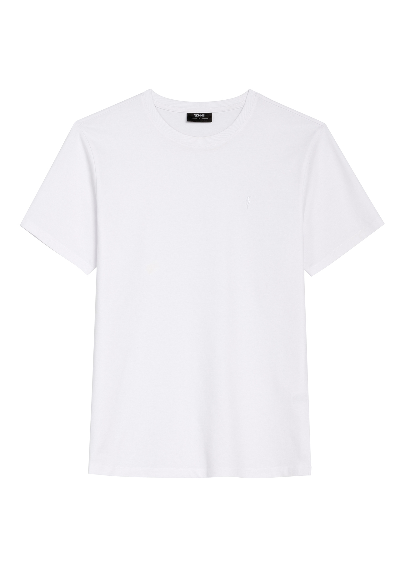 Biały T-shirt męski TSHMT-0120-0B(W26), widok produktu z przodu na białym tle.