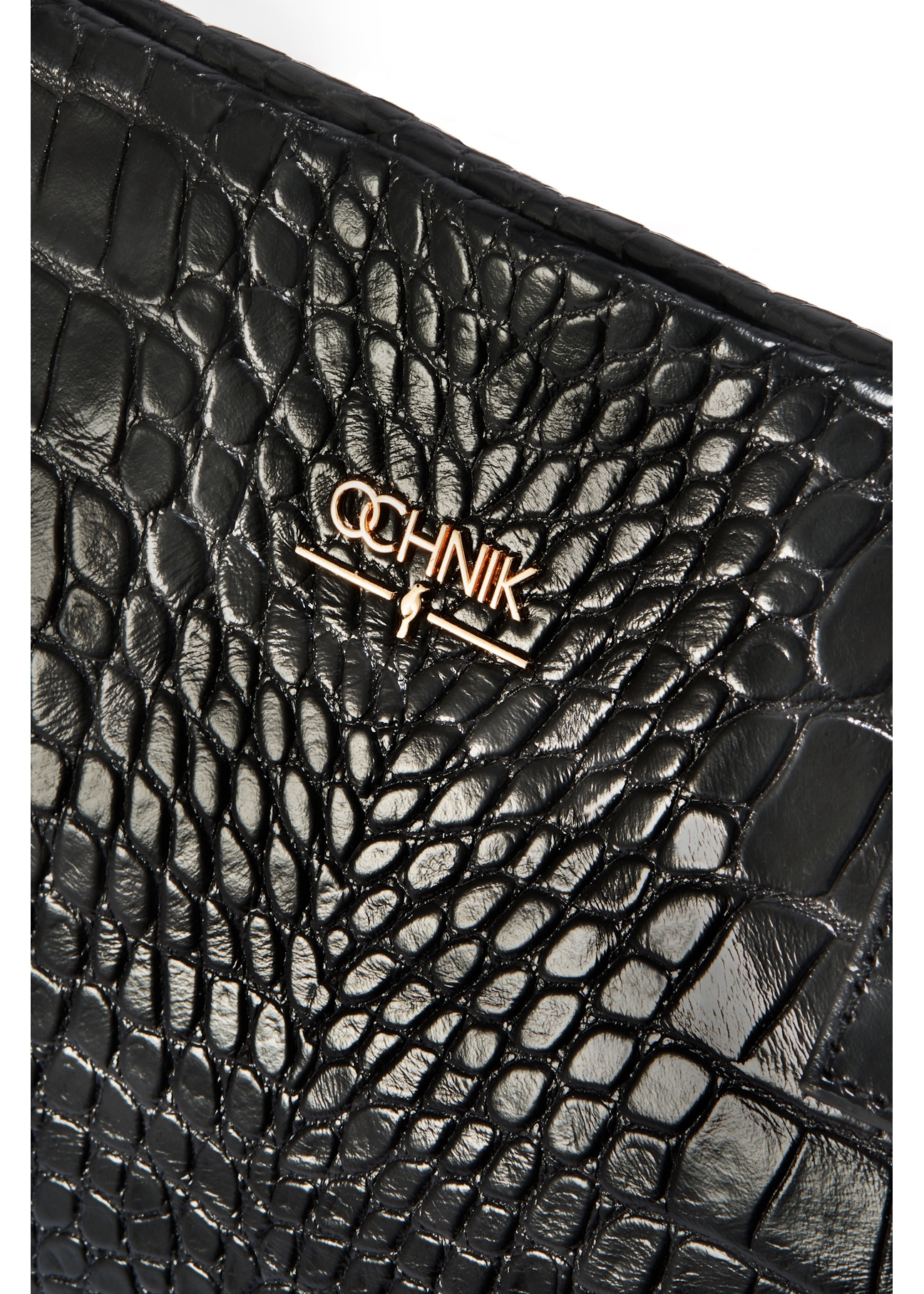 Czarna skórzana torebka shopper croco TORES-1119-99(W25)-06
