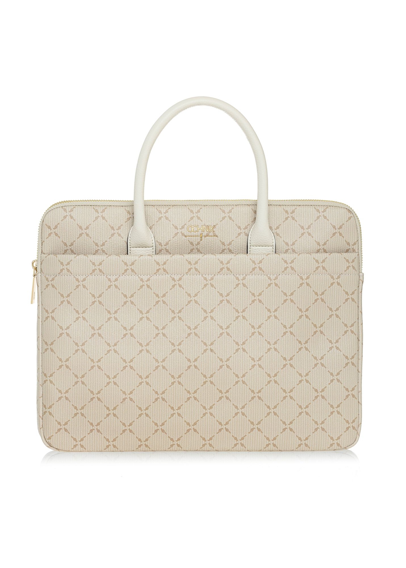 Beżowa damska torba na laptopa z monogramem TOREC-1027-81(W25)-01