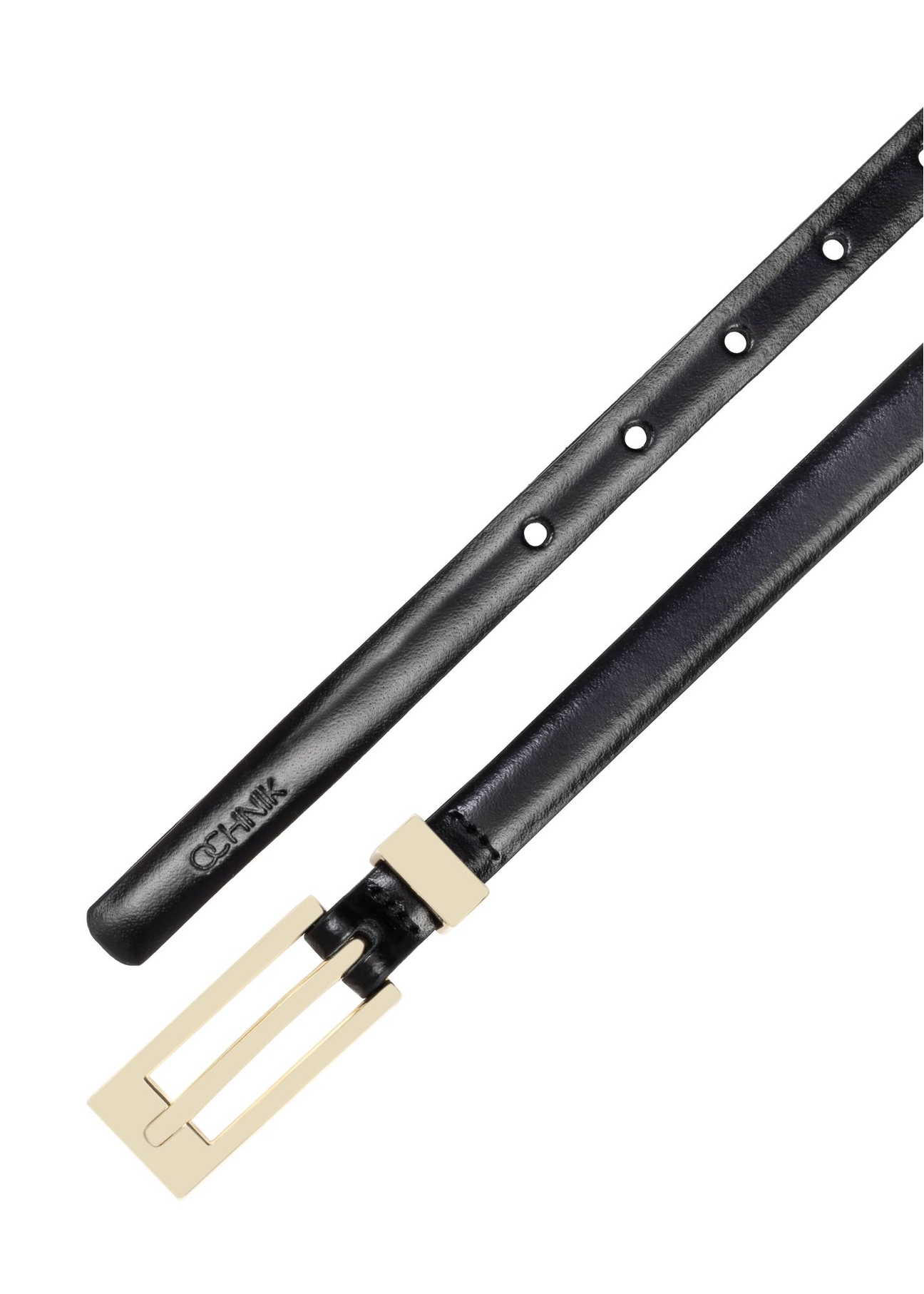 Cienki czarny skórzany pasek damski PASDS-0150C-99(Z25)