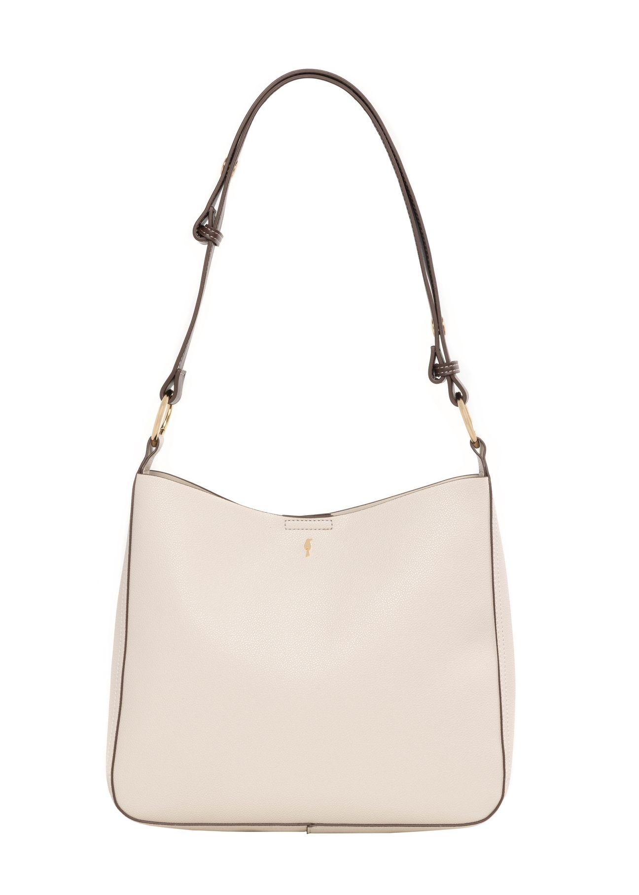Torebka damska hobo w kolorze ecru TOREC-1257-0B(Z26). Widok produktu od przodu na białym tle.