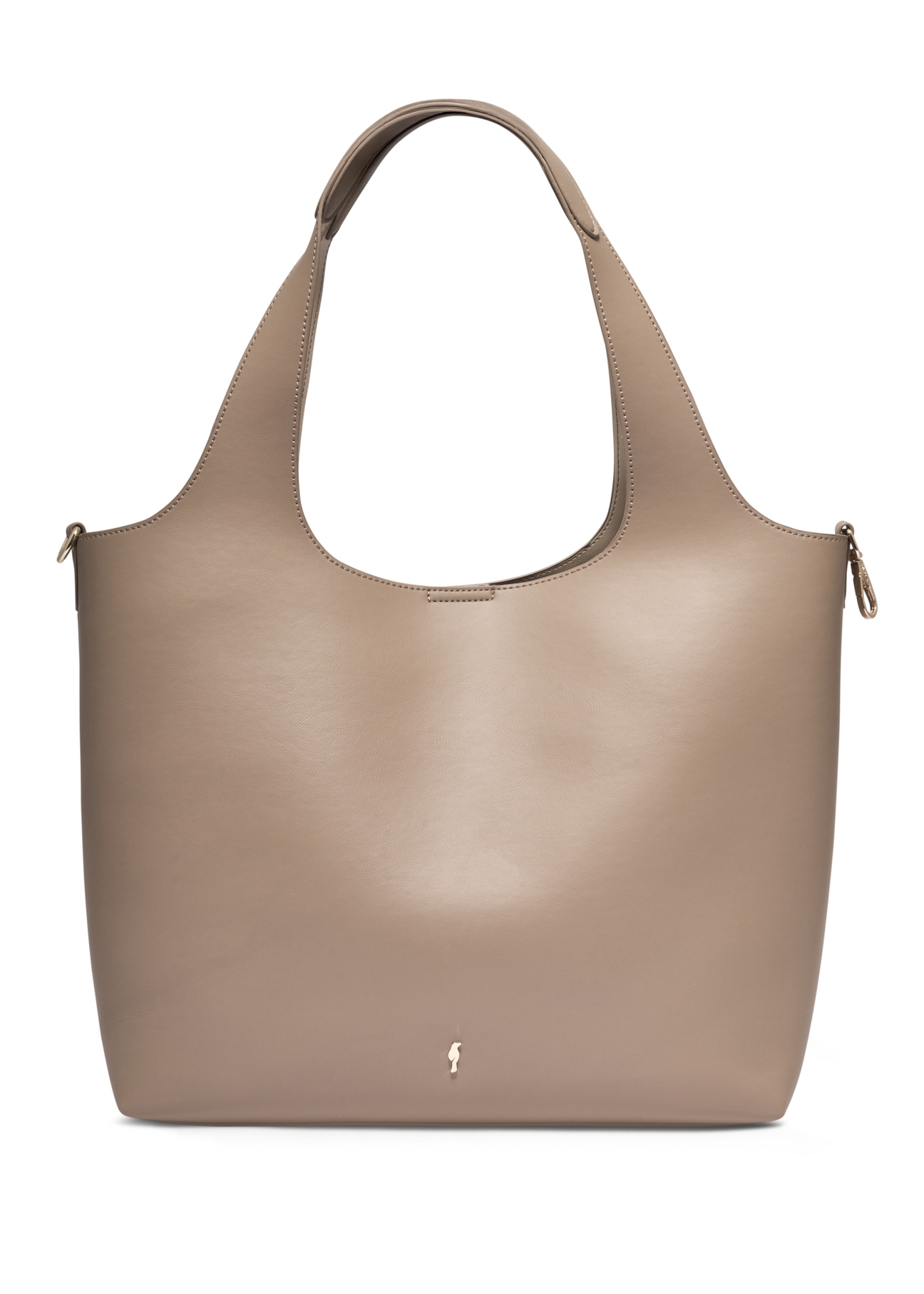 Beżowa torebka shopper damska TOREC-1259-1B(Z26),widok produktu z przodu na białym tle.