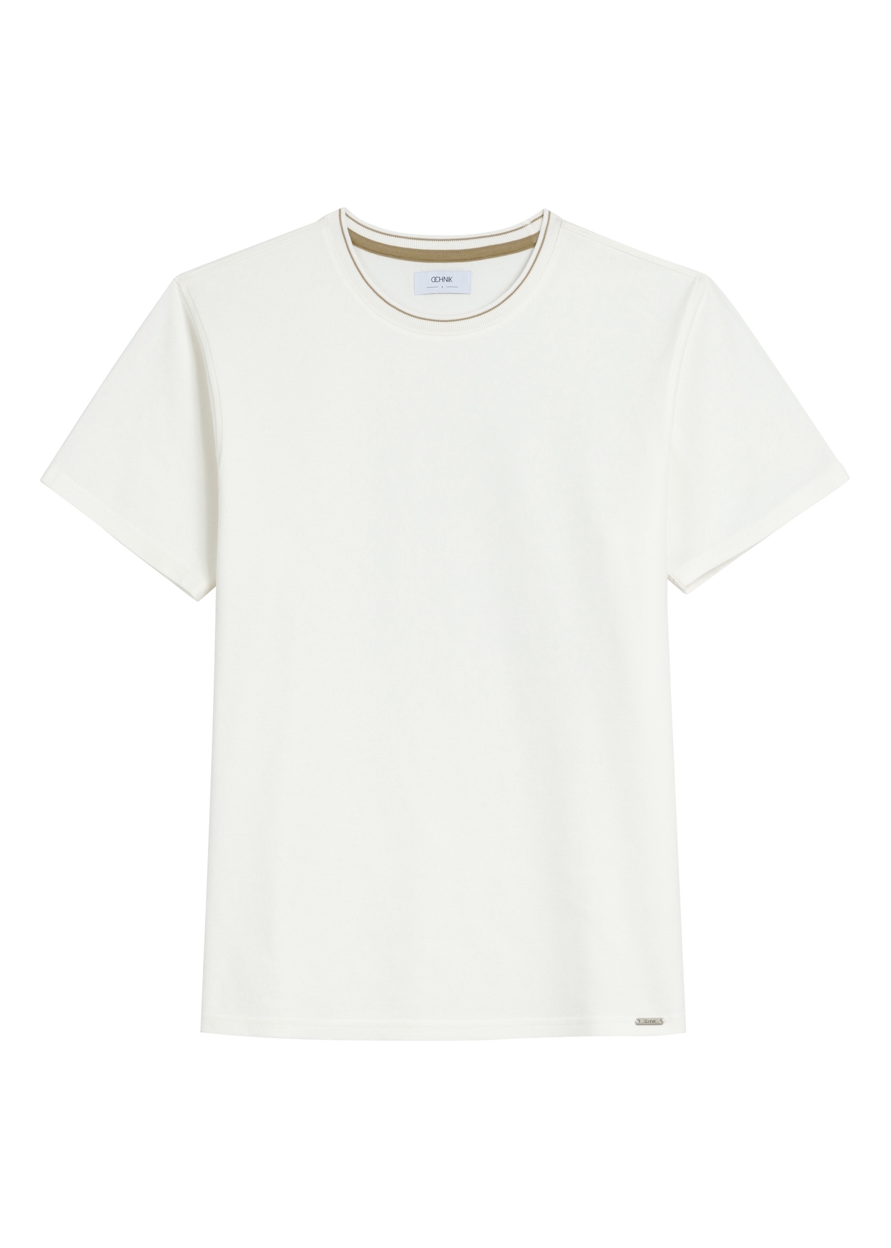 Biały T-shirt męski z bawełny TSHMT-0150-0B(W26), widok produktu z przodu na białym tle.
