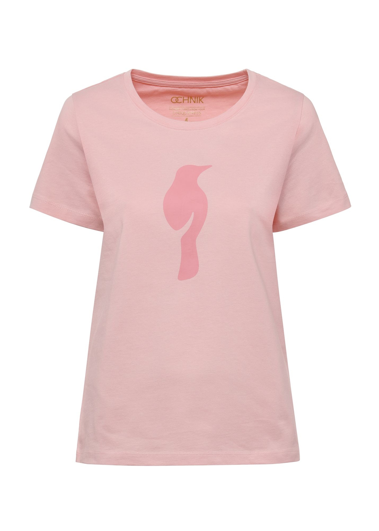 Różowy t-shirt damski z logo TSHDT-0133-34(W25)-04