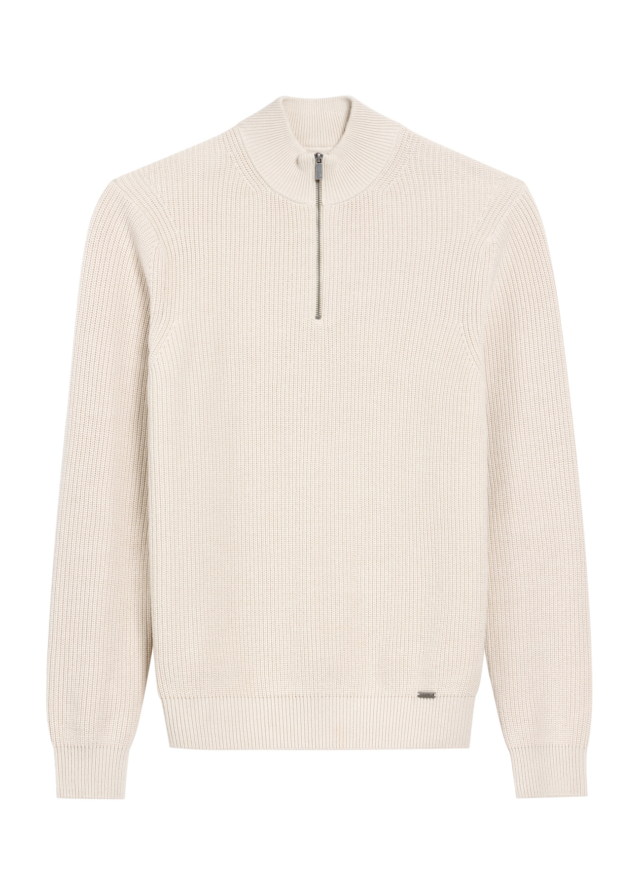 Beżowy sweter męski SWEMT-0175-80(Z25), widok produktu z przodu na białym tle.