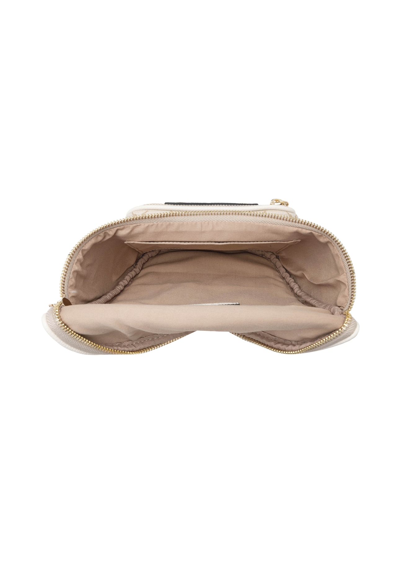 Kremowa nerka damska z monogramem TOREC-1157-0P(W26) - widok produktu z góry, na białym tle.