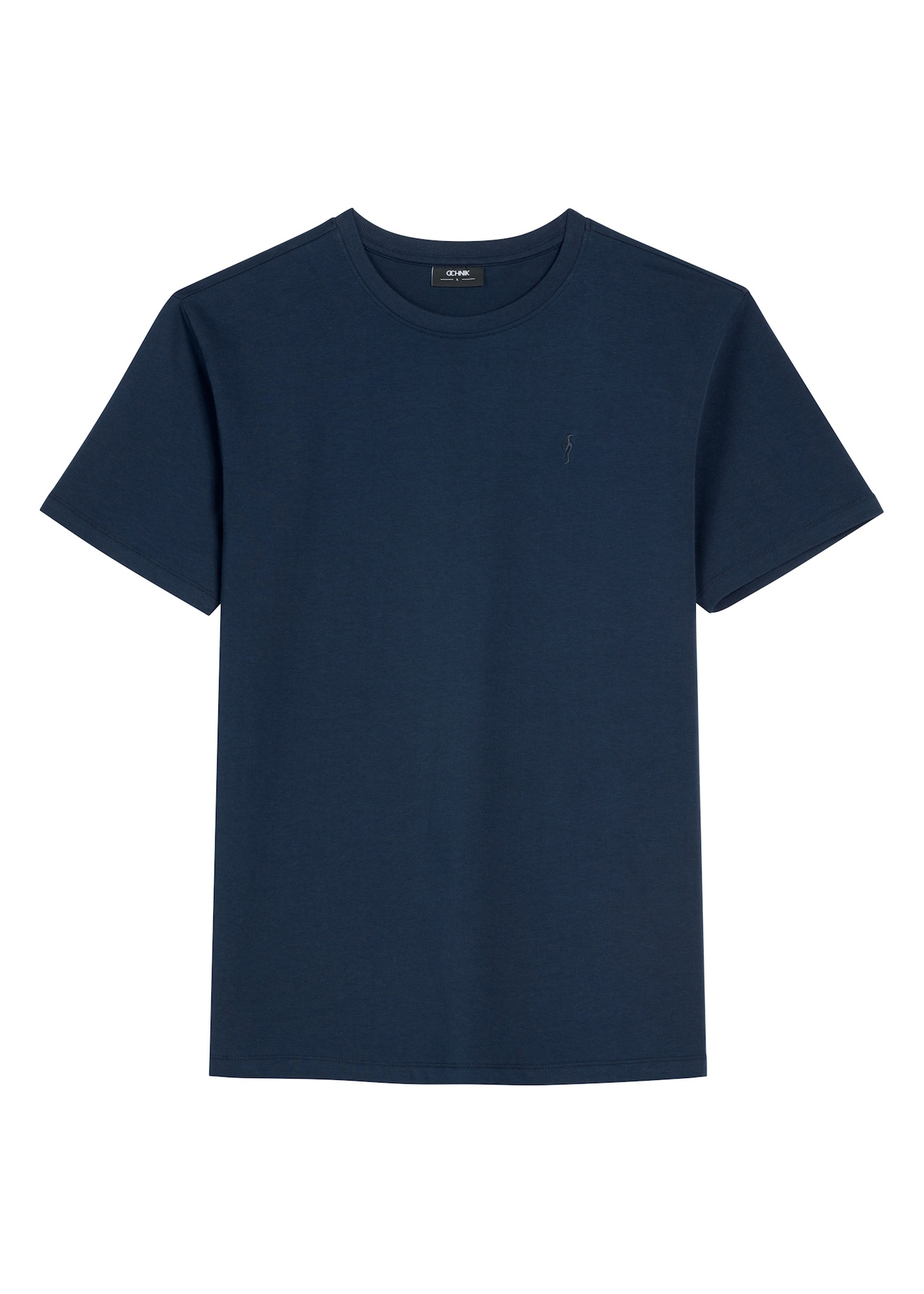 Granatowy T-shirt męski TSHMT-0120-7E(W26), widok produktu z przodu na białym tle.