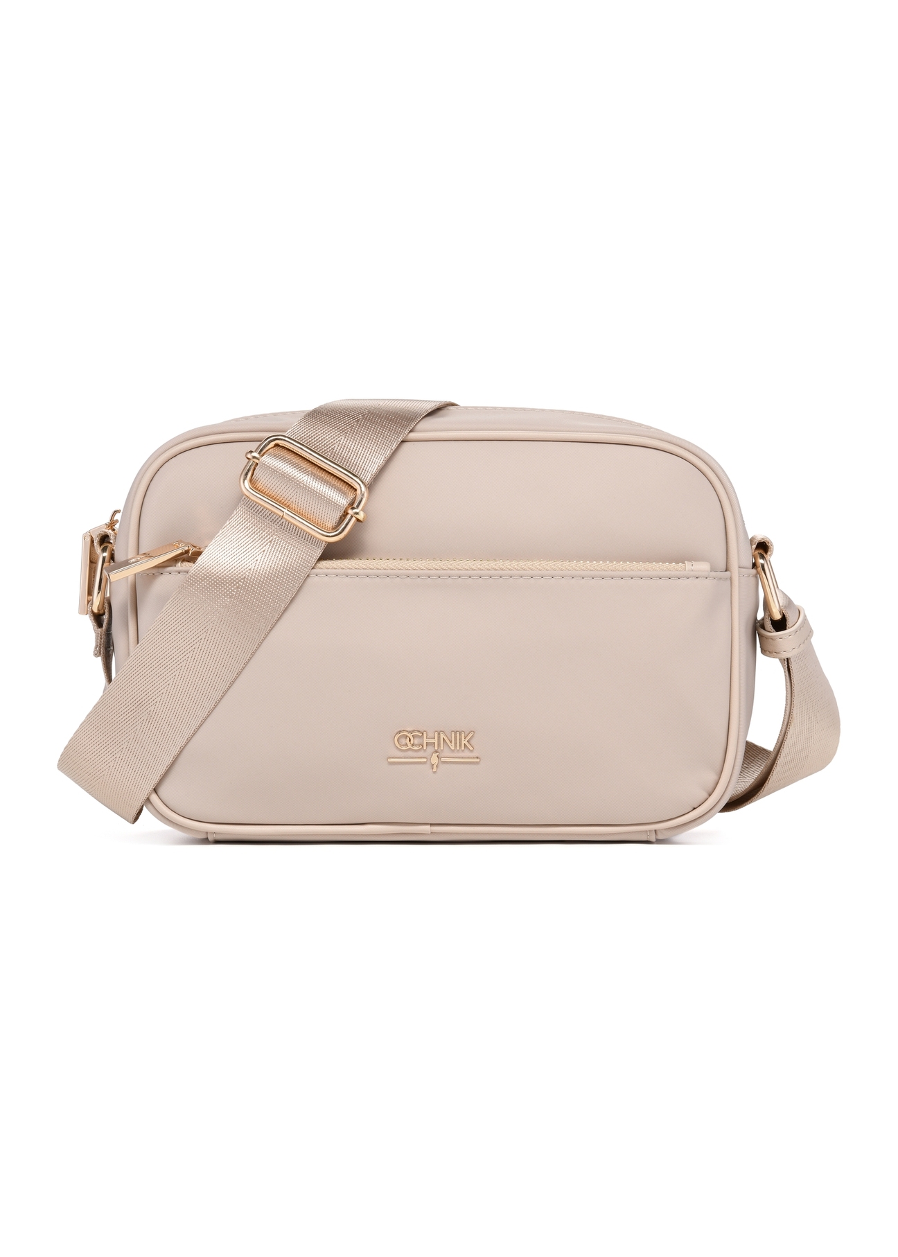 Jasnoróżowa nylonowa listonoszka damska TOREN-0309-5A(W26), widok produktu od przodu na białym tle.