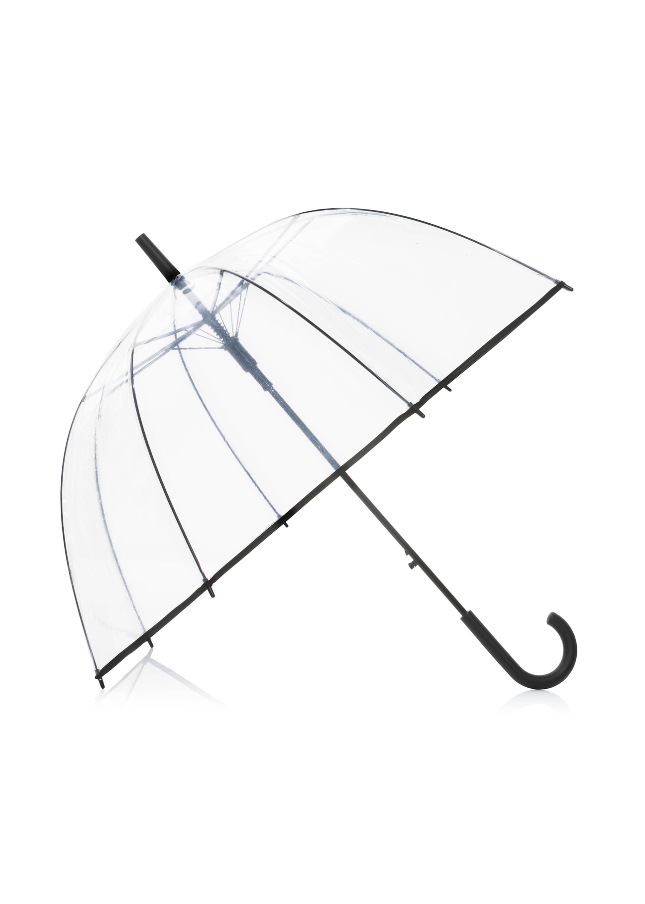 Duży transparentny parasol damski PARSD-0037-14(W25), widok rozłożonego produktu na białym tle.