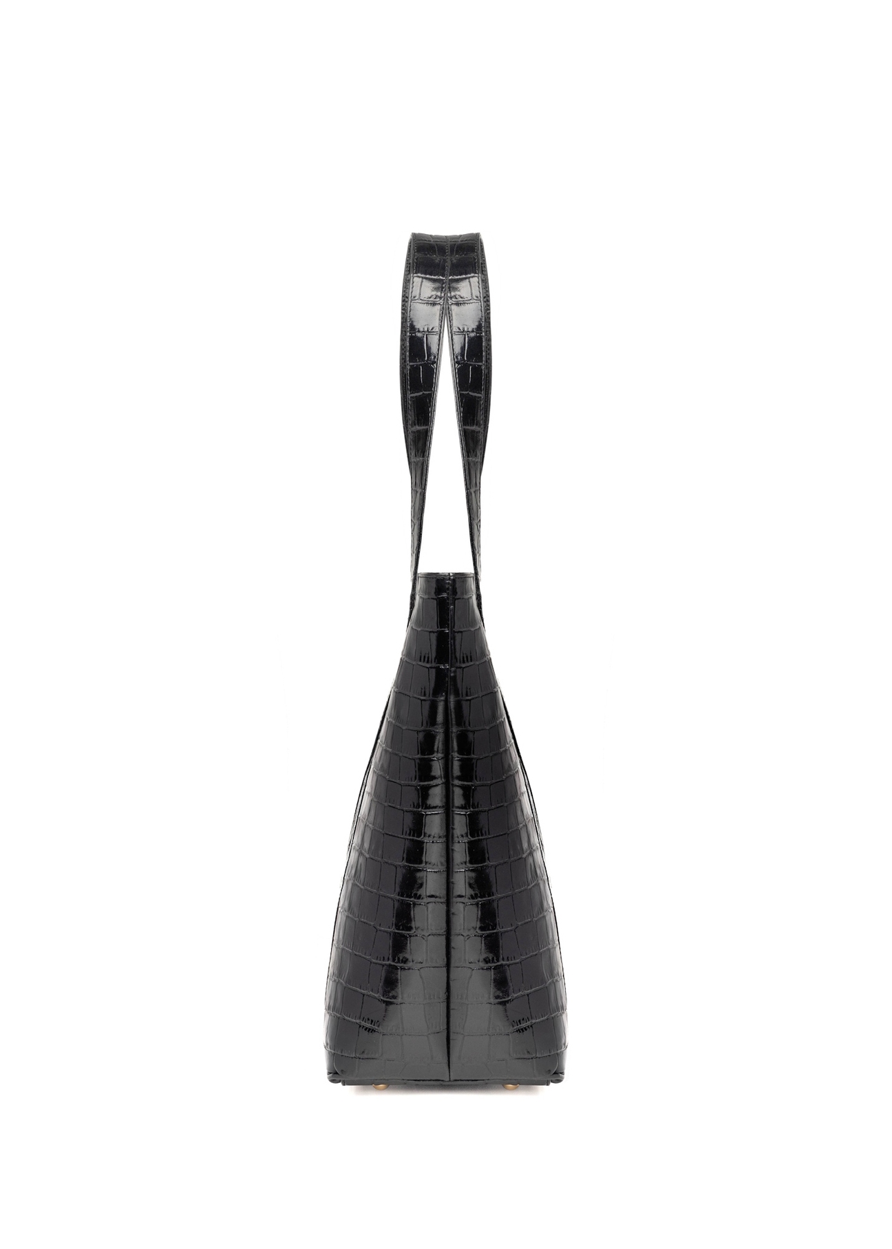 Torebka shopper damska croco TORES-0700C-9G(W26), widok produktu z boku na białym tle.