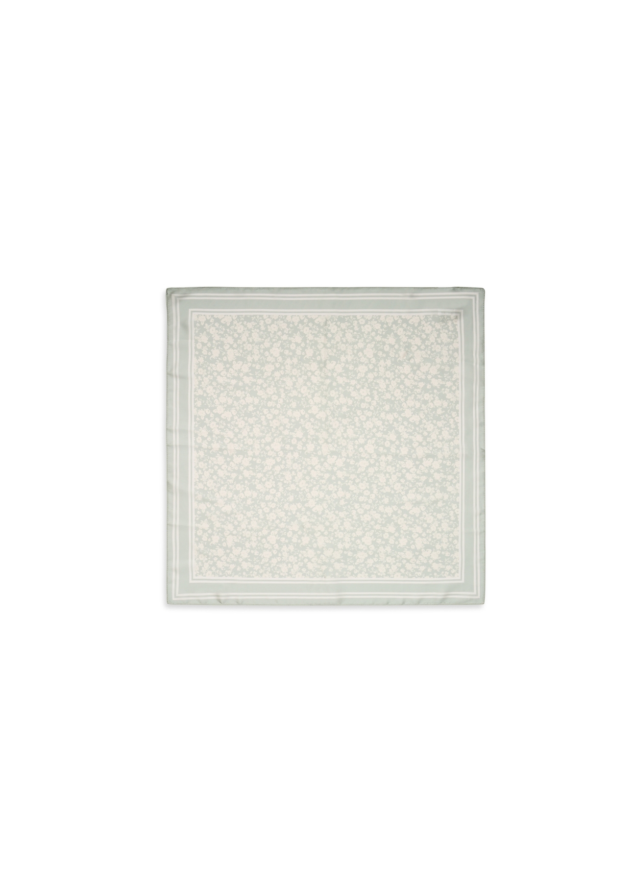 Zielona apaszka damska w kwiaty SZADT-0190-8P(W26), widok produktu z przodu na białym tle.