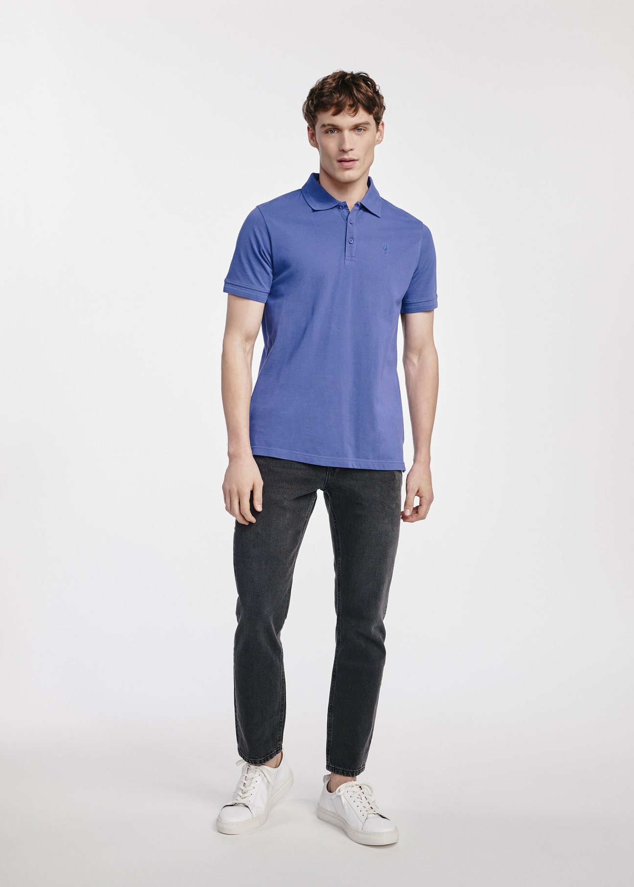 Granatowa koszulka polo męska POLMT-0078-69(W25)-02