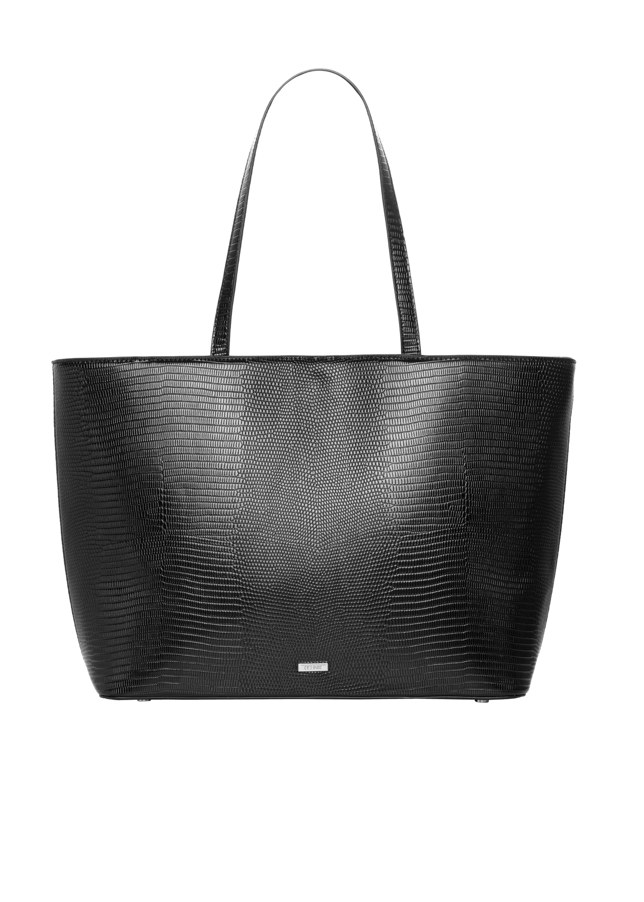Torebka shopper z tłoczeniem wężowym TOREC-1242-9H(Z26). Widok na przód na białym tle.