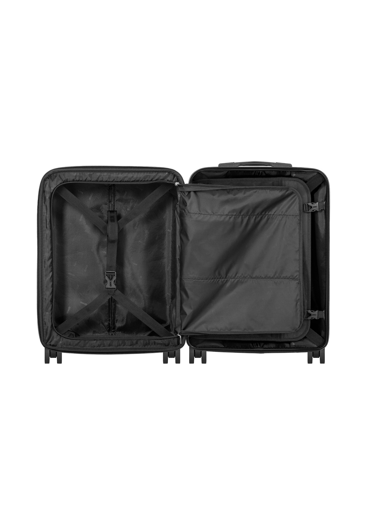 Walizka mała na kółkach WALAB-0073-2X-19(W26), widok produktu w środku na białym tle.