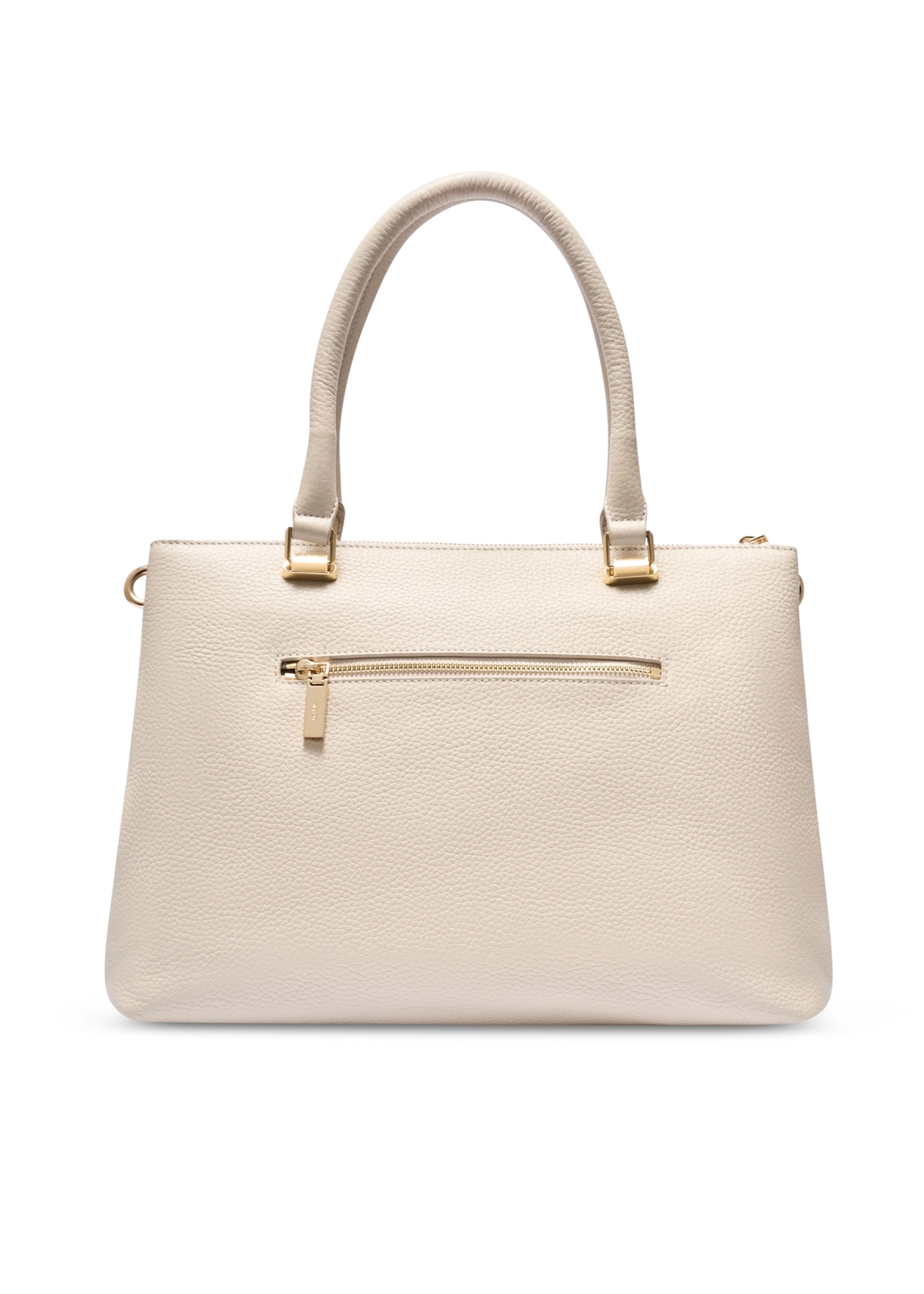 Skórzana kremowa torebka damska shopper TORES-1204-0B(W26), widok produktu z tyłu na białym tle.