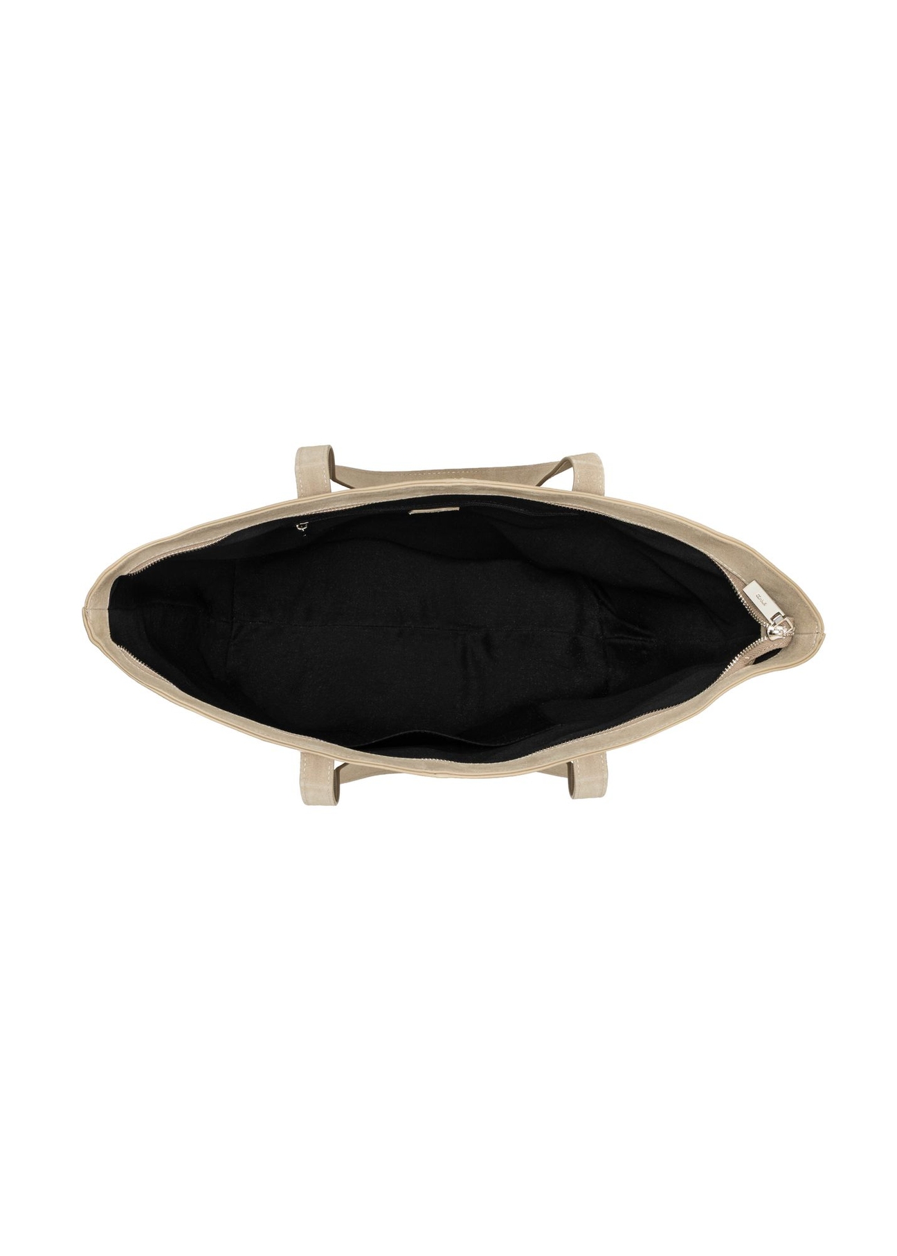 Torebka damska typu shopper w kolorze chłodnego beżu TORES-1407-1K(Z26) - widok produktu z góry, na białym tle. 