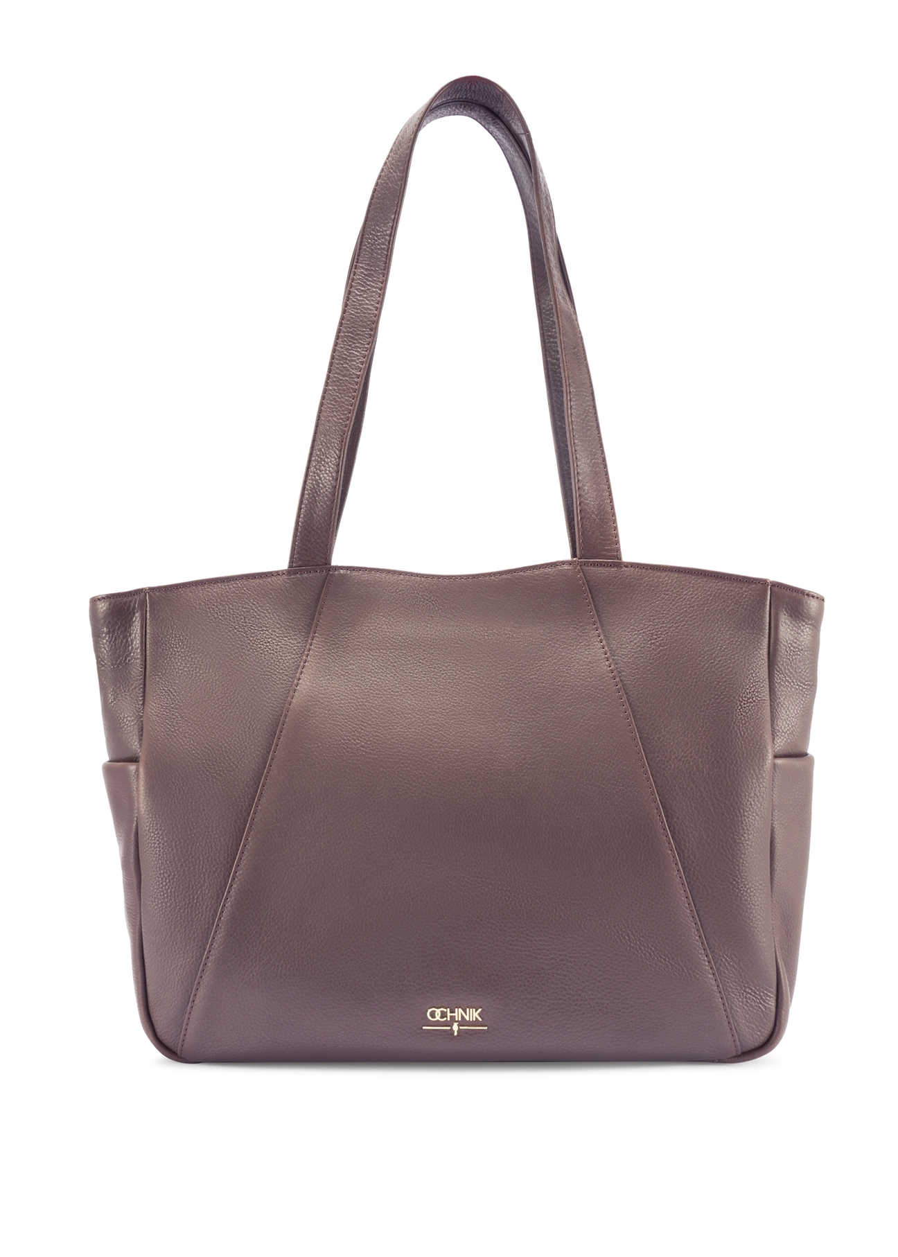 Brązowa skórzana torebka shopper damska TORES-1255-1I(W26)