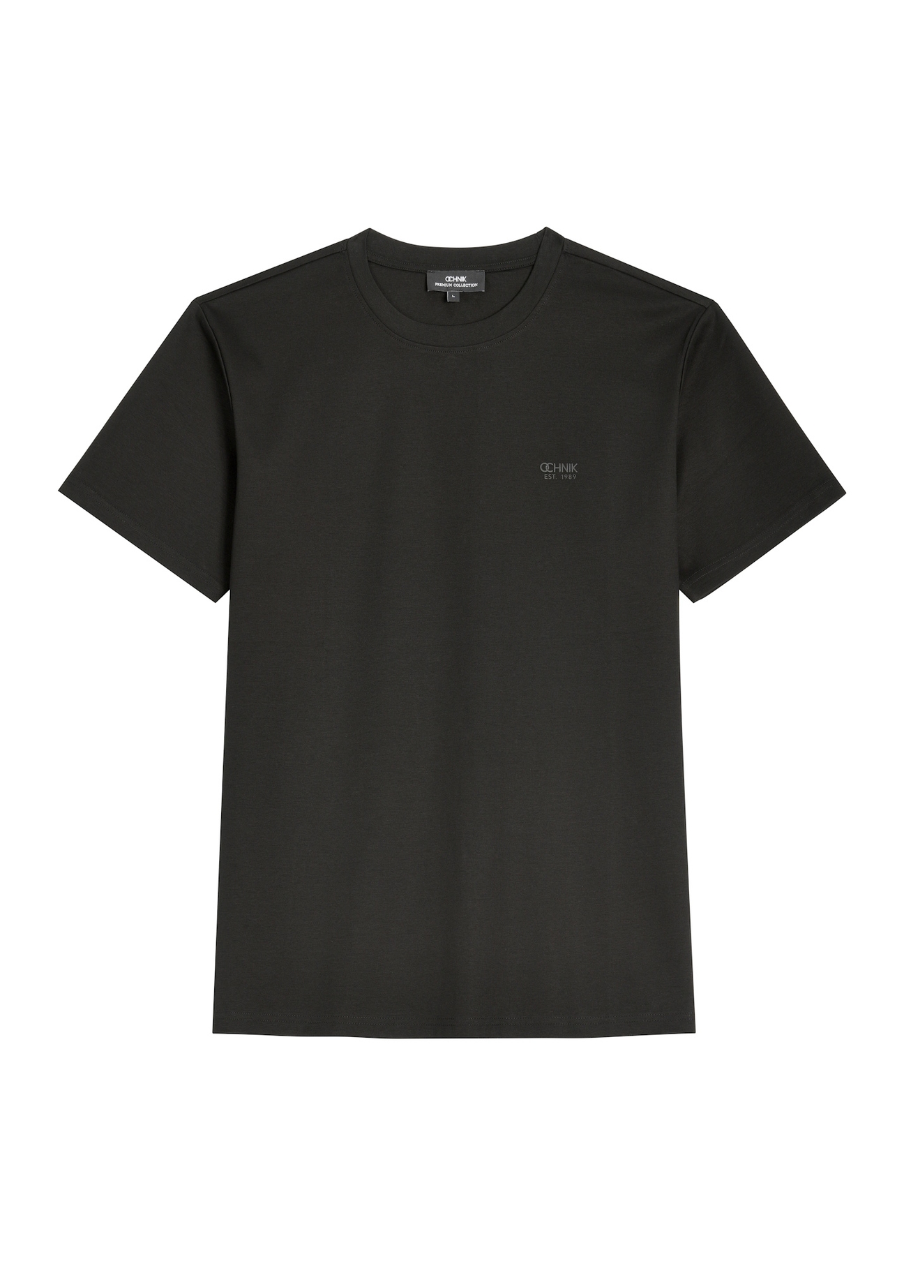 Czarny t-shirt męski z bawełny merceryzowanej TSHMT-0156-99(Z26) - widok produktu z przodu, na białym tle. 