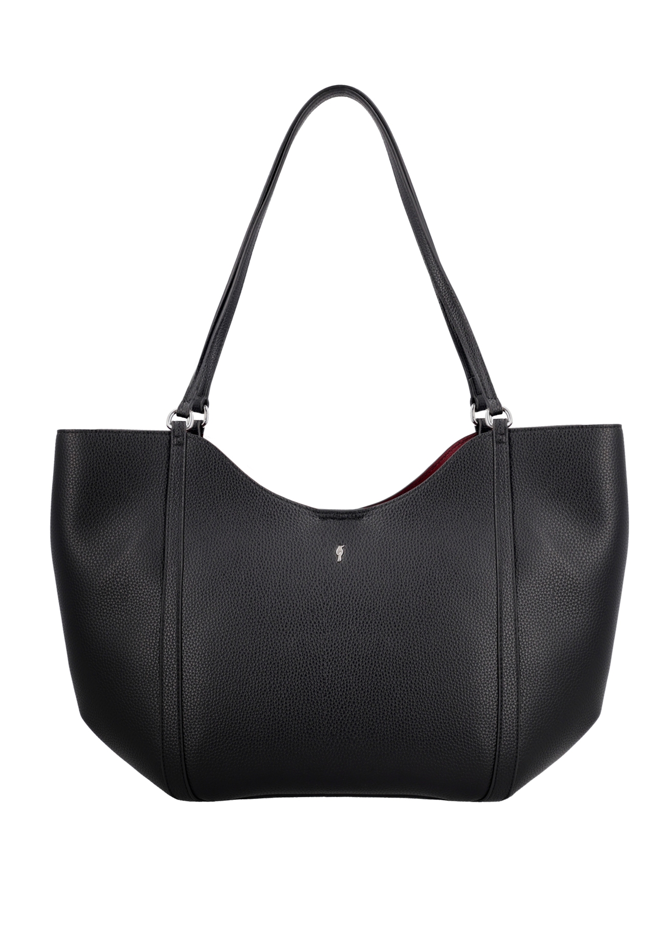 Czarna torebka damska typu shopper TOREC-1296-9I(Z26), widok produktu od przodu na białym tle.