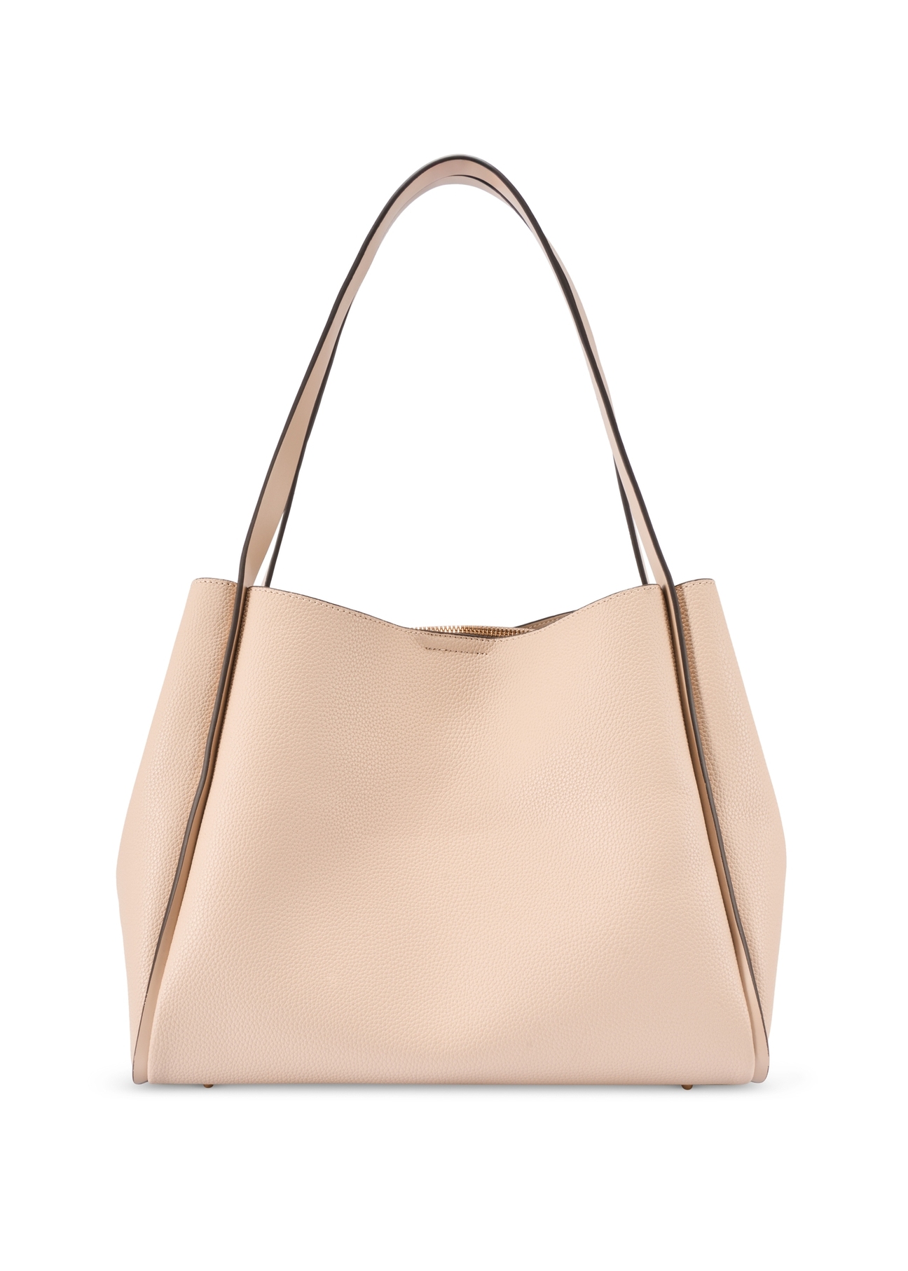 Beżowa torebka shopper damska TOREC-1183-1A(W26) - widok produktu z tyłu, na białym tle. 