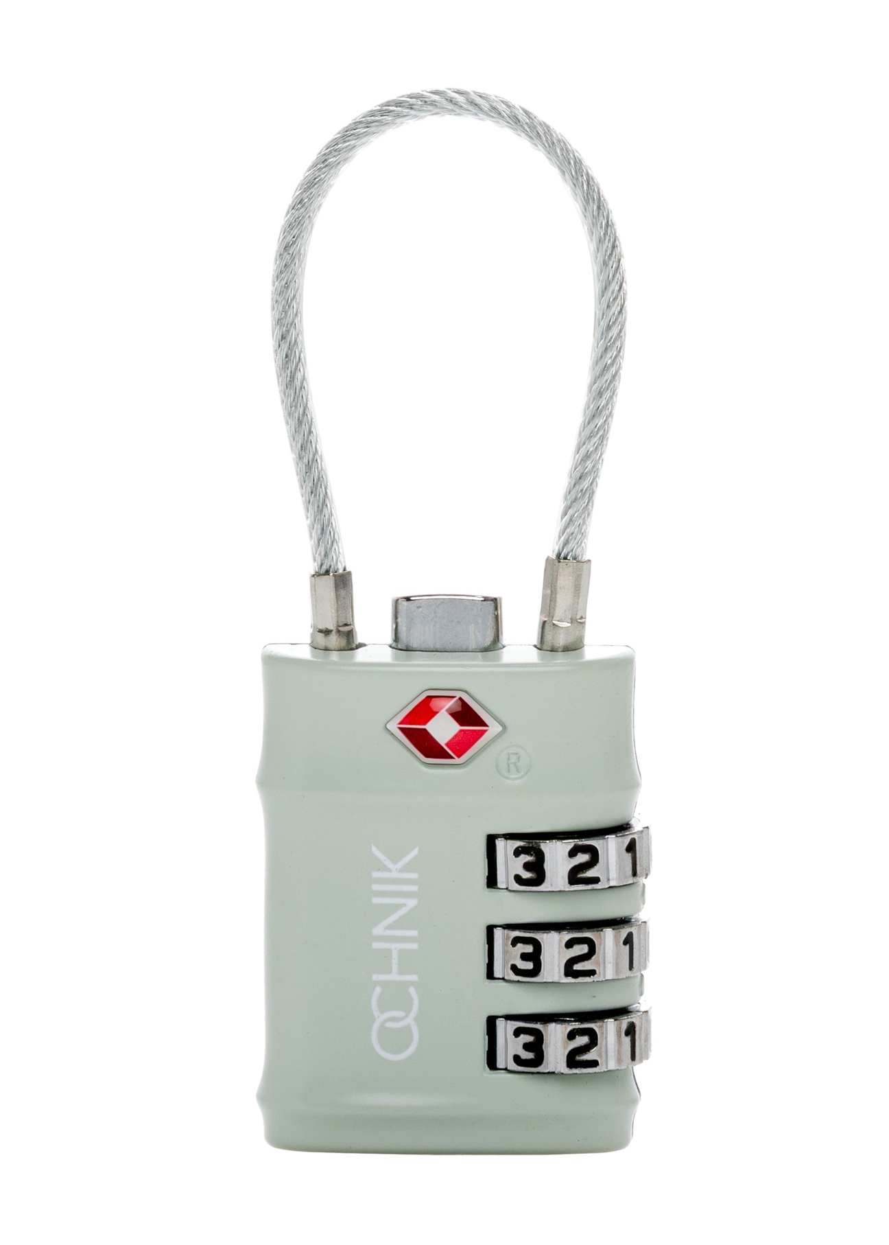 Szałwiowa szyfrowa kłódka TSA AW-015-0007-8F(W26), widok produktu z przodu na białym tle.