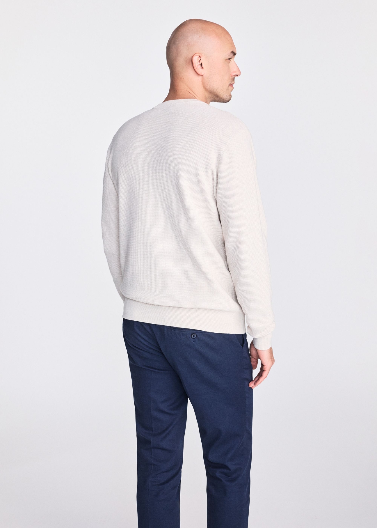 Beżowy bawełniany sweter męski SWEMT-0163-81(W25)-03