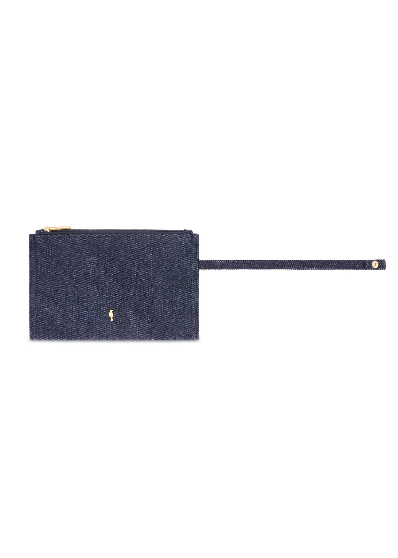 Denimowa torebka shopper TOREN-0334-7H(W26), widok kosmetyczki z przodu na białym tle.