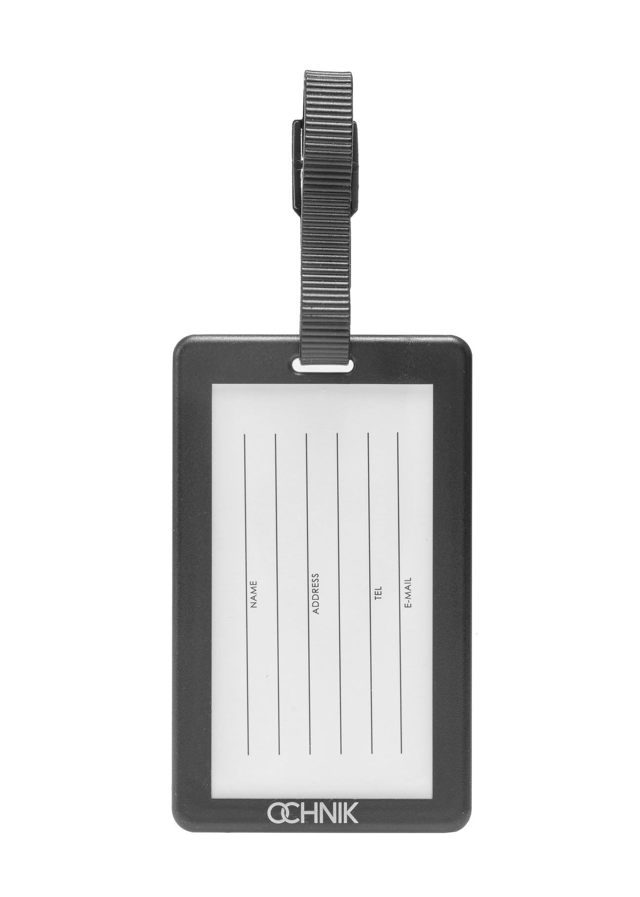 Identyfikator do bagażu AW-012-0008-42(W25), widok produktu z tyłu na białym tle.