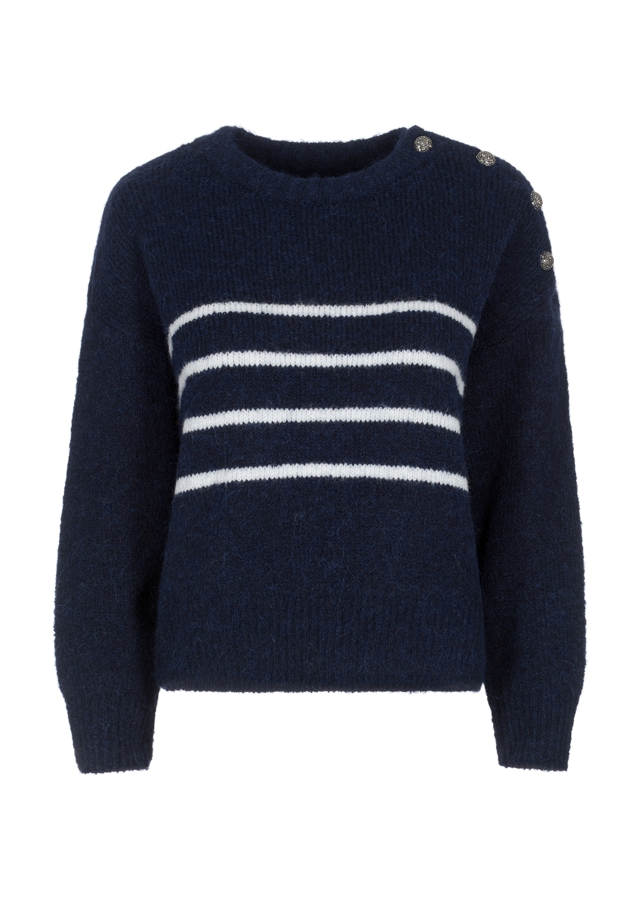 Granatowy sweter damski w paski SWEDT-0200-69(Z23)-04