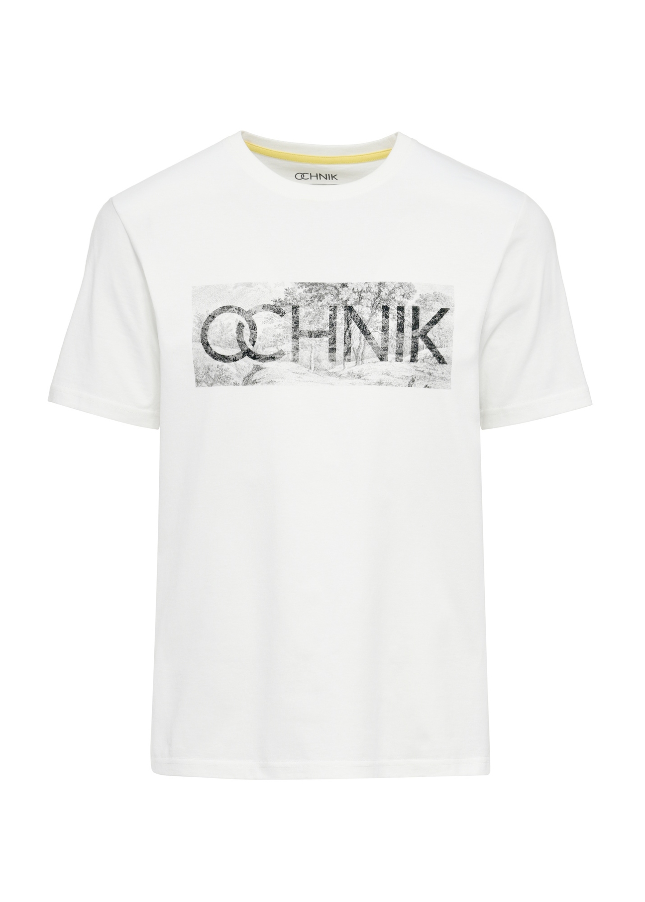 Biały t-shirt męski z logotypem TSHMT-0128-12(W25)-01