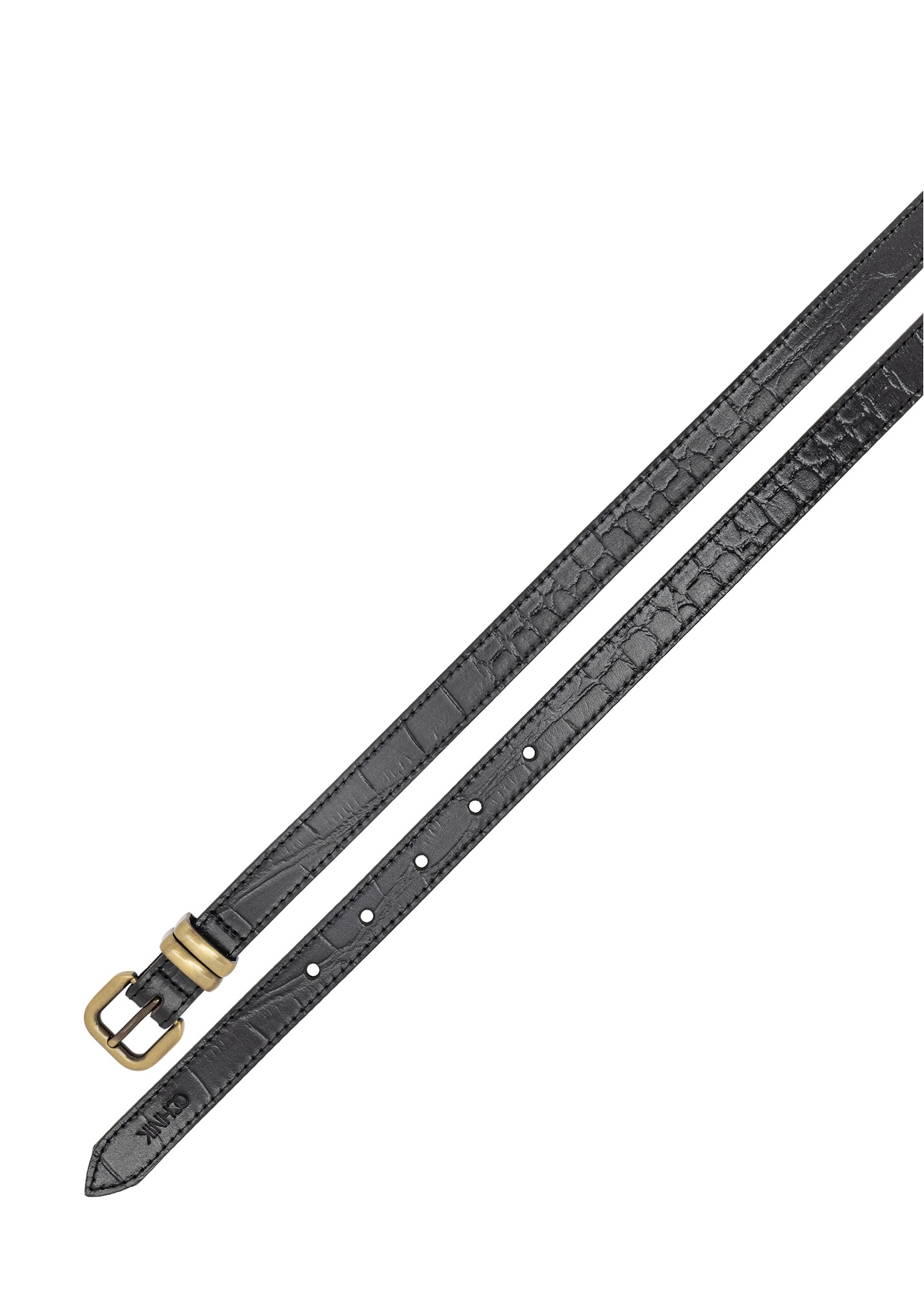 Skórzany pasek damski croco w kolorze czarnym PASDS-0321-99(W25)-04
