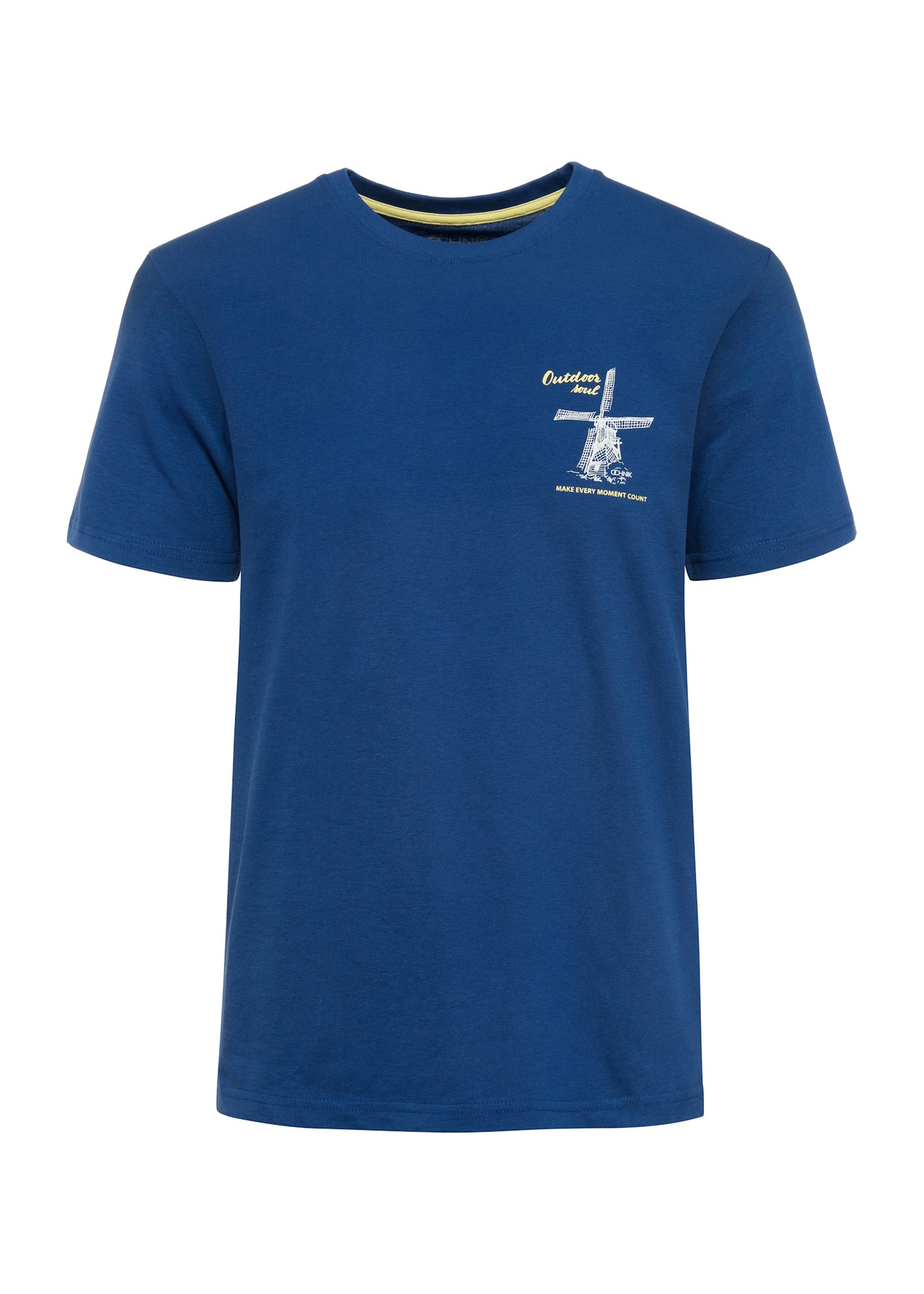 Granatowy bawełniany t-shirt z nadrukiem TSHMT-0125-69(W25)-01