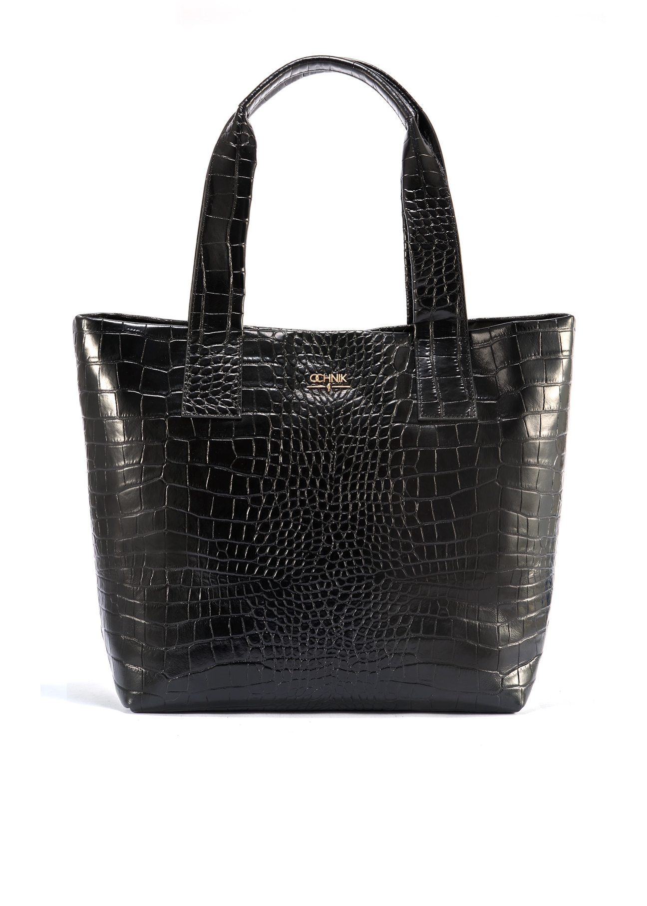 Czarna skórzana torebka shopper croco TORES-1119-99(W25)-01