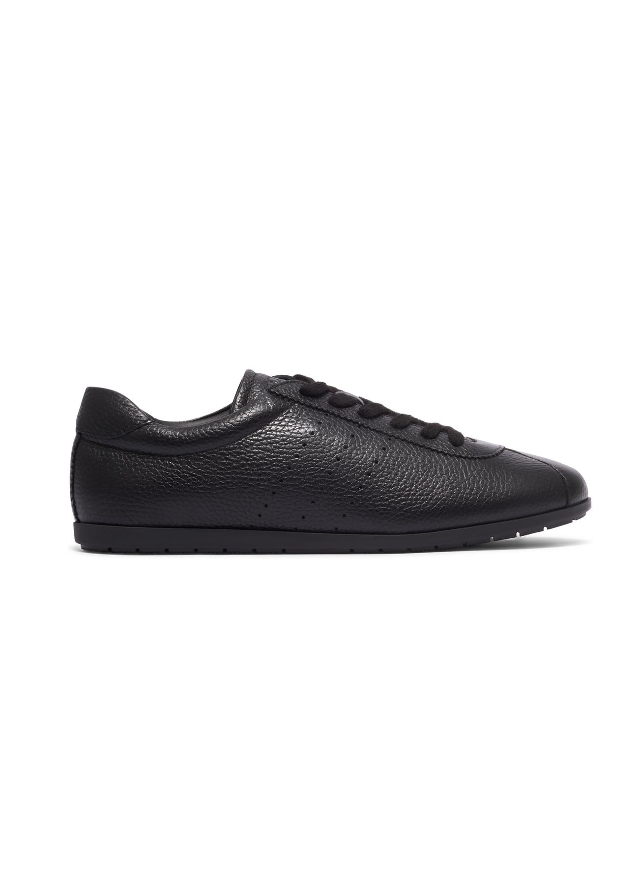 Czarne skórzane sneakersy damskie BUTYD-1293-9I(Z26), widok produktu z boku na białym tle.