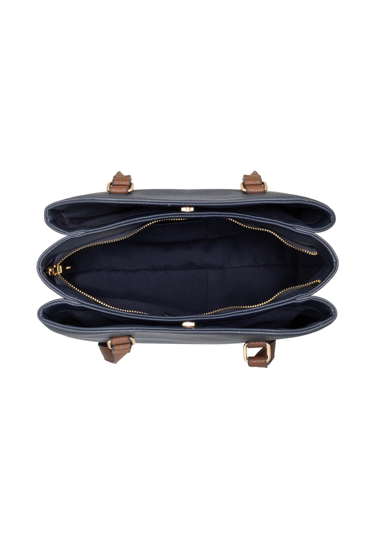 Granatowa torebka shopper damska TOREC-1260-7E(Z26), widok produktu w środku na jasnym tle.